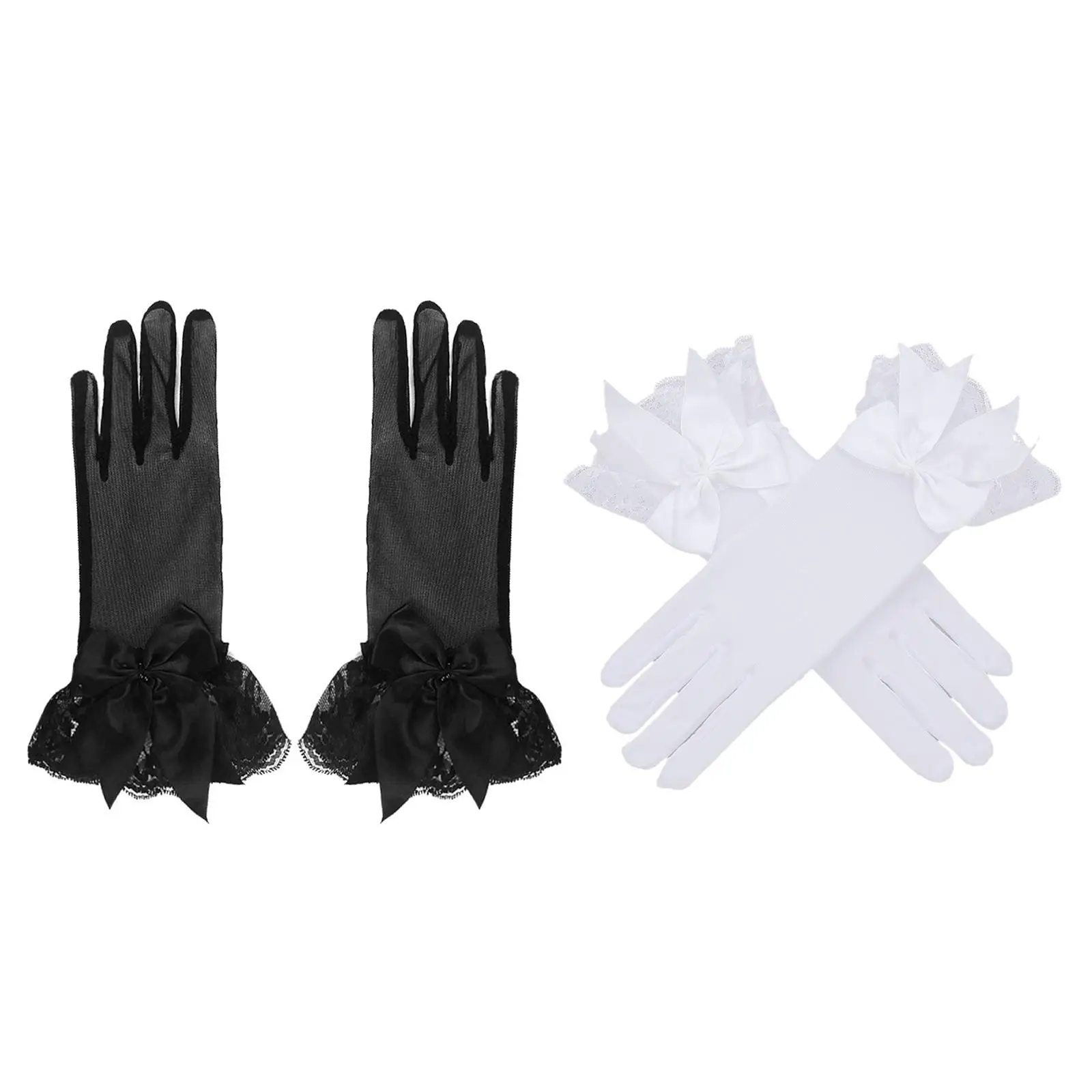 

Elegant Lace Gloves with Delicate Bow Accent for Special Events