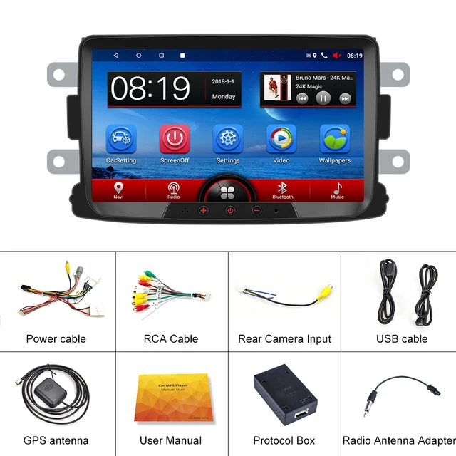 Podofo Android 10 Car Radio 8G+128G WIFI 4G 8 Cores Ai Voice Carplay GPS 8  Inch 2 Din DSP For Dacia Sandero/Duster/Dokker/Logan - AliExpress