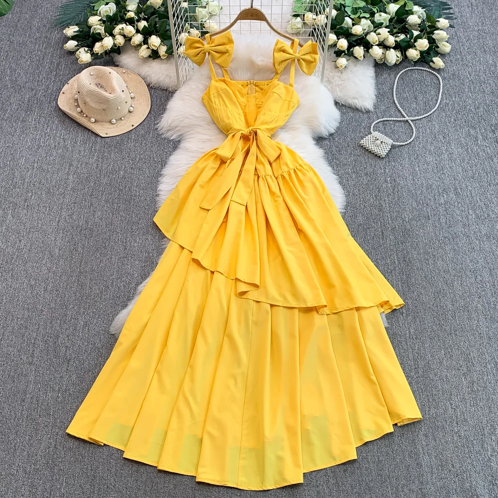 Valeria Dress - Ikat Stripes - Yellow & Sand beige main image 1