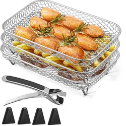 Enhanced Air Fryer Accessories 3 - Layer Stackable Dehydrator Grill Rack (3 layer set)