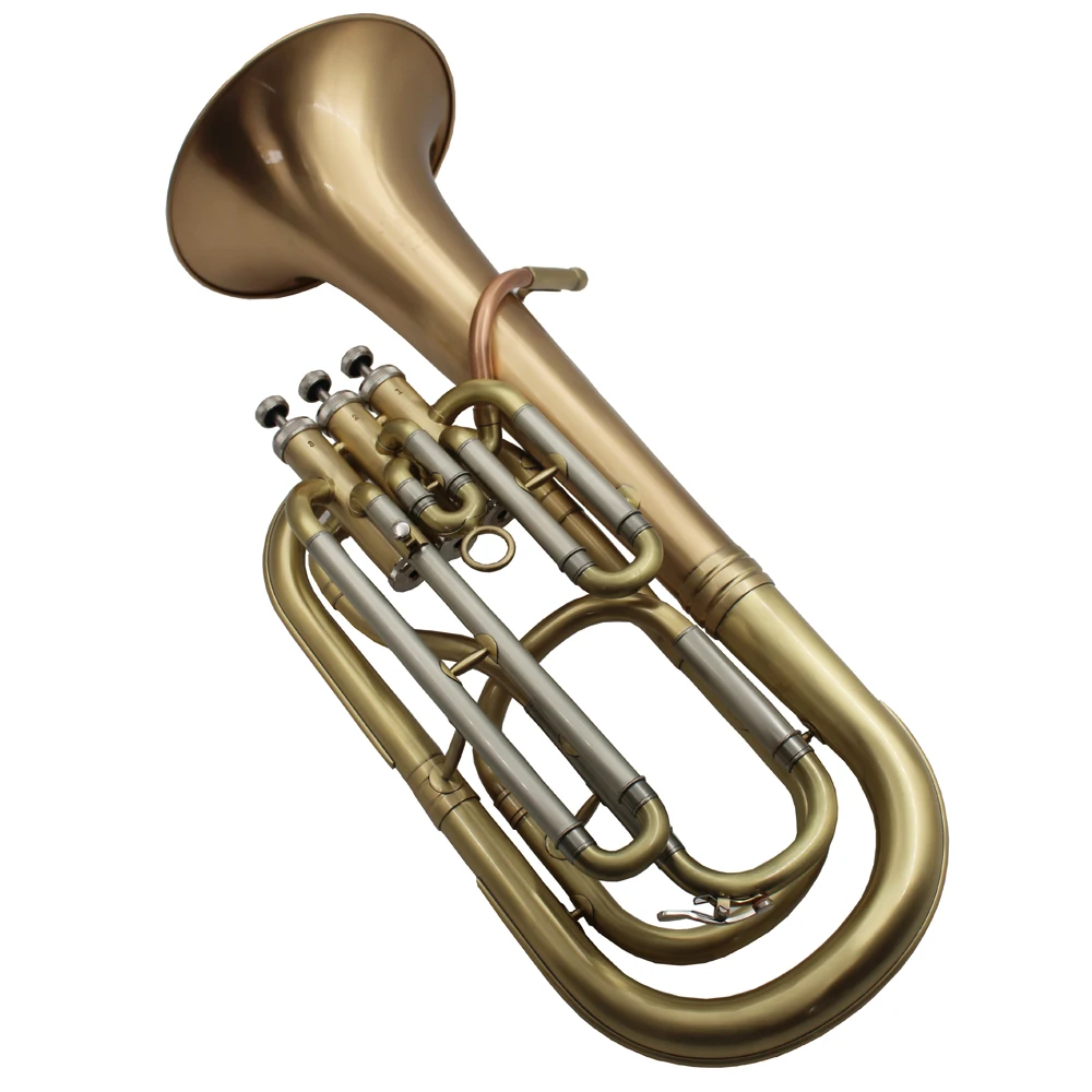 Eastern Music Pro use Clear Lacquered Bb Baritone Horn Cupronickel Tuning Pipe Gold Brass Leadpipe & bell