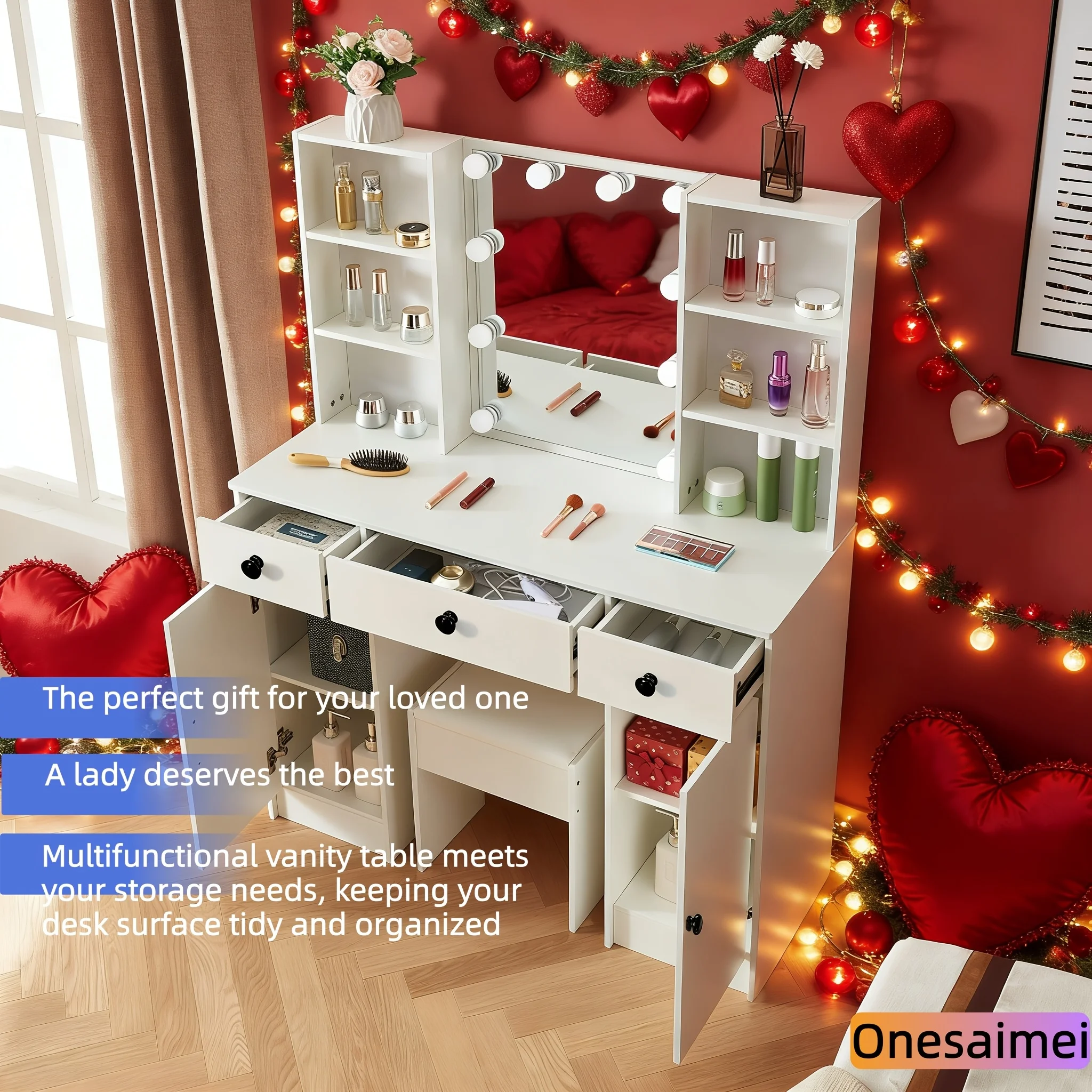 New home dressing table with vanity mirror Features three colour modes and adjustable brightness Ideal birthday gift - 4