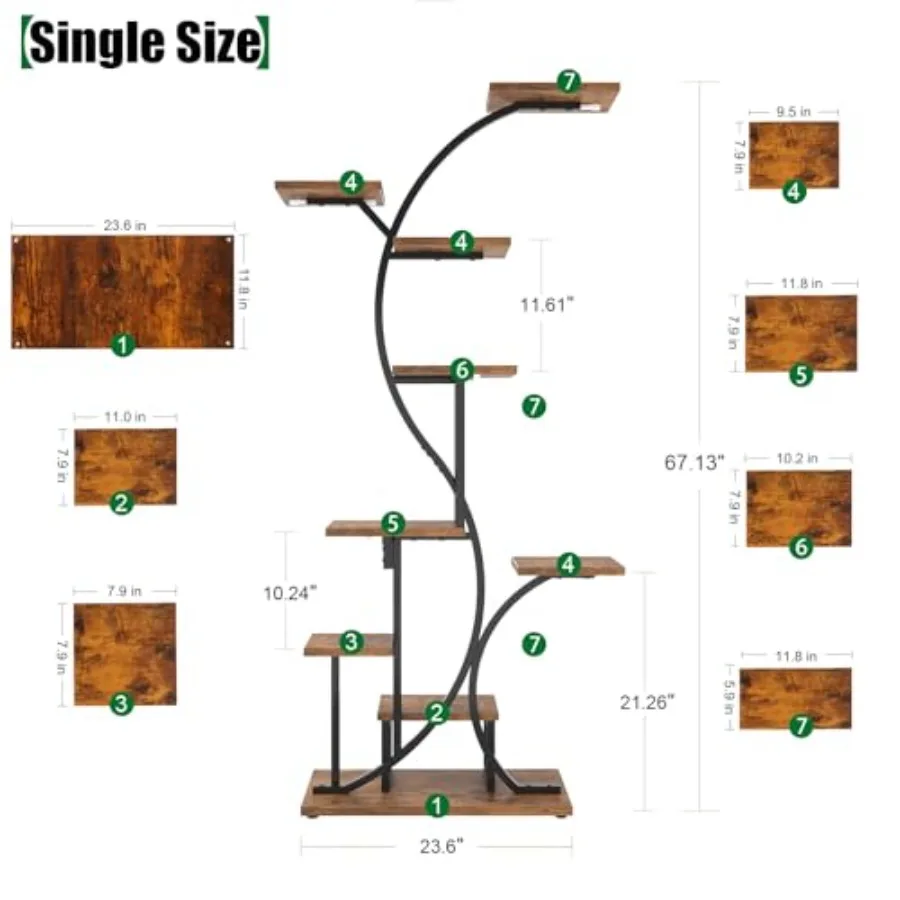 indoor flower pot stand with grow lights - 7 tier multi display