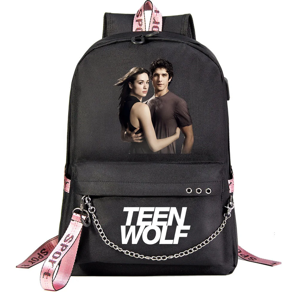 

Teen Wolf Backpack For Teenager Student Travel Bag USB Charging Chain Bundle Laptop Backpacks Bookbag Mochila