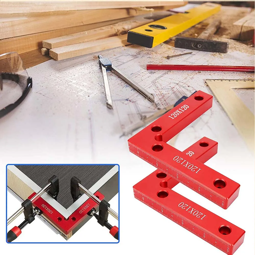 2x 90 Degree Positioning Woodworking Fixture Aluminium Alloy Precise Clamping Square Right Angle Clamps Corner Positioning Ruler