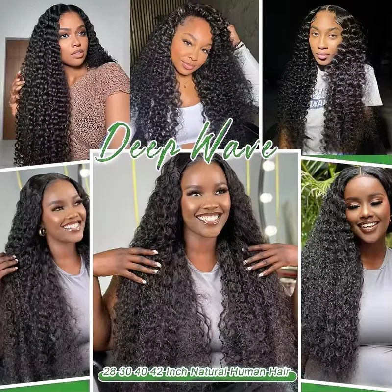 30 40 Inch Brazilian Deep Wave Virgin Raw Unprocessed 100% Human Hair Extensions 1 2 3 4 Bundles Curly Double Weft Bulk Braiding