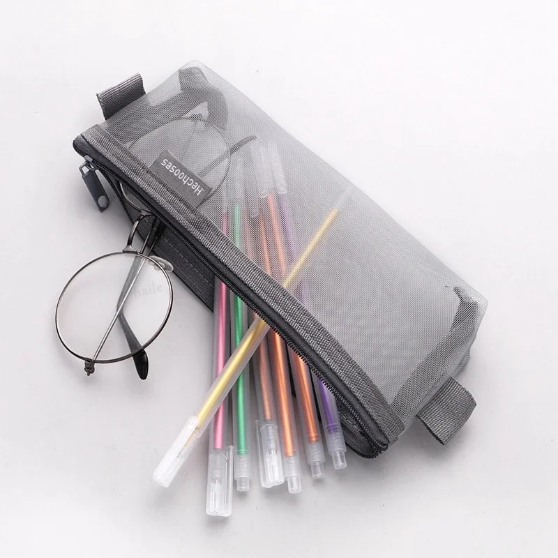 1pc Transparent Fashion Pencil Case Bag Capacity Leather Student Exam Organizer Pencil Case Stationery Pen pencil cases