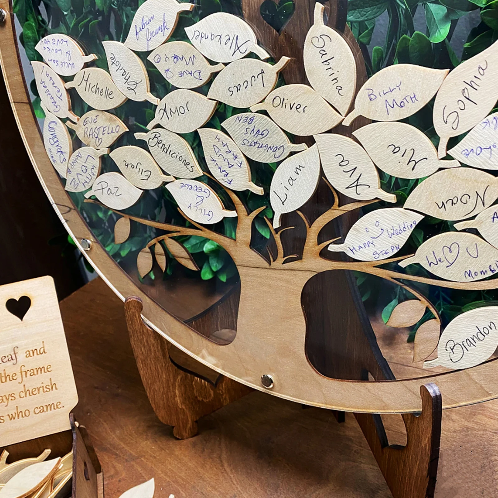 Wedding Guest Book Alternative Wooden Card Box 60 Wood Leaves Guest Sign in Wedding Decorations for Reception Baby Shower