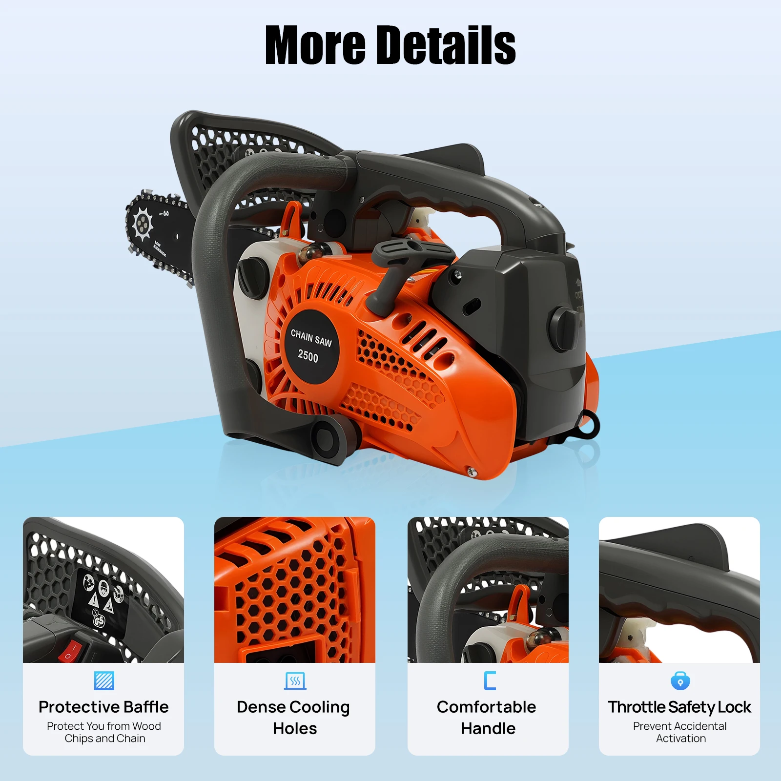 25.4cc 2 stroke Gas Chainsaw 9000RPM 1.22HP Professional Chainsaw w/11.8" Guide Bar Power Tools for Logging Pruning Wood Cutting