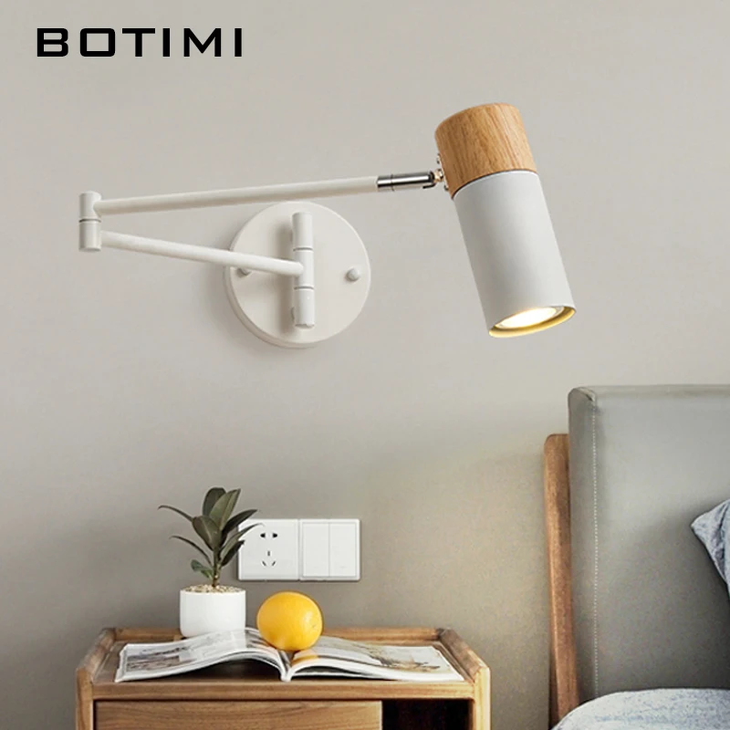 LED wall lamp adjustable bedside lights bedroom staircase study living room rotatable wall lamps