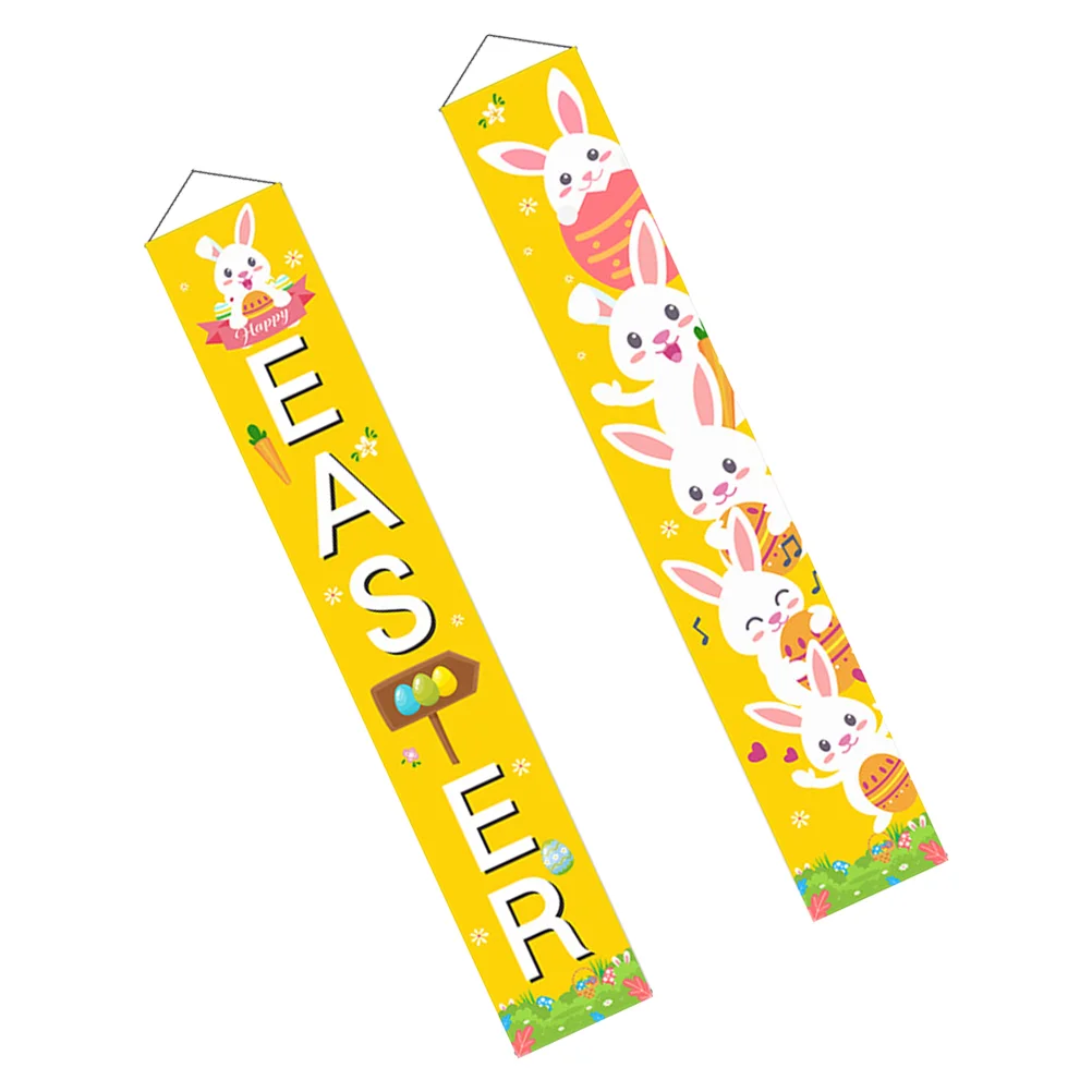

1 Pair Porch Sign Happy Easter Theme Porch Couplets Spring Outdoor Indoor Porch Party Supplies