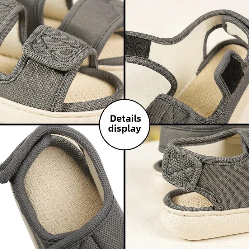 شباشب كتان واسعة القدم قابلة للتعديل في الهواء الط...