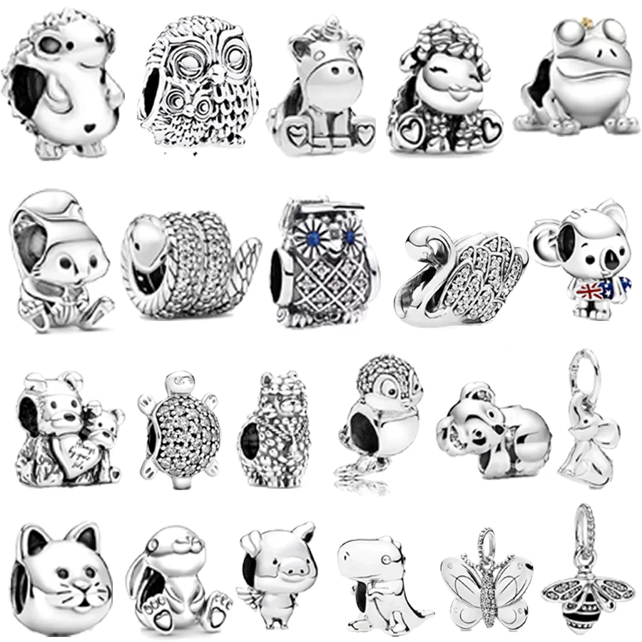 Animal Bead Pav&eacute; Turtle Swan Snake Butterfly Cat Dangle Charm Fit Original 925 Sterling Silver European Bracelet DIY Jewelry Beads Charms Charm Jewelry Charm Bead Silver Charm Bracelet Silver Charm Bead Sterling Silver Beads Charm Animal Charm Jewelry