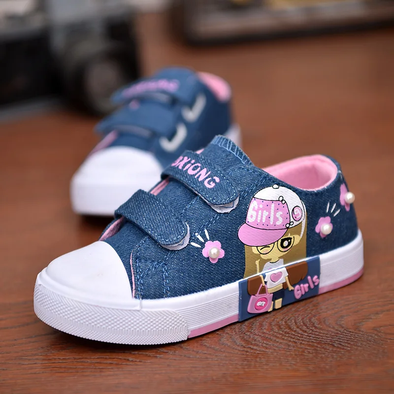 Children's Canvas Shoes For Kids Breathable Flat Sneakers Toddler Boy Girl Denim Casual Trainers New Spring Runing Leisure Shoes