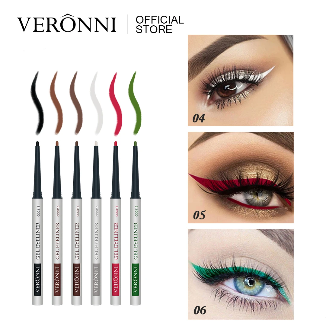 VERONNI 6 Colors Matte Eyeliner Gel Pencil Easy To Wear Colorful White Red Black Eye Liner Pen Cream Makeup Cosmetics 2