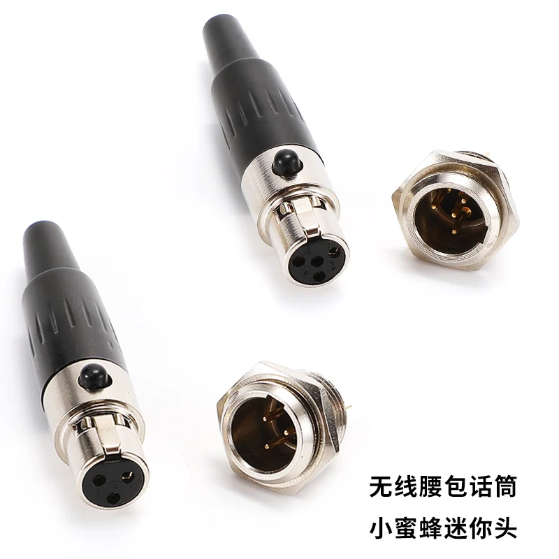 4-poliger Mini-XLR-Stecker für Gehäuse, Panelmontage, kleiner XLR-Buchse, Hüfttasche, Audio-Mikrofon-Anschluss zum Löten von Kabeln – Detail 5