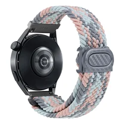 Nylon Braided Solo Loop Strap - Versatile and Stylish Bracelet - 22mm watch strap (Grey Pink Blue)