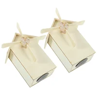 Wooden Windmill Piggy Bank 2 Pcs Kids Banks Toy Paintable Craft Projects Storage Change Box Saving Containers 1