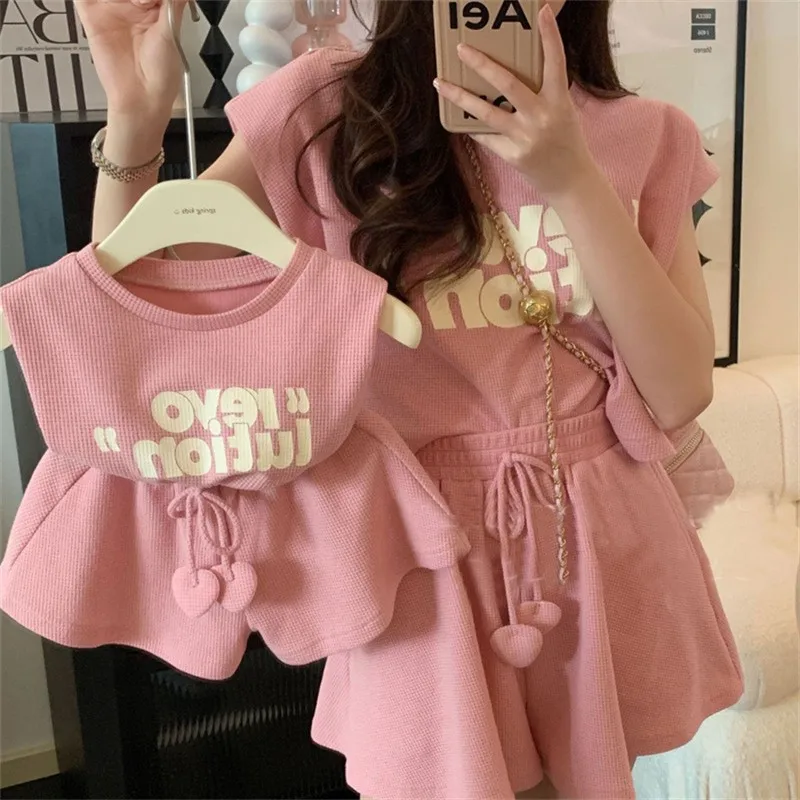 2022 Baby Meisjes En Moeder Dezelfde Kleding Set Mode Moeder Dochter Trainingspak Koreaanse Kinderen Tweedelige Outfits Vrouwen Kleding Sets AliExpress