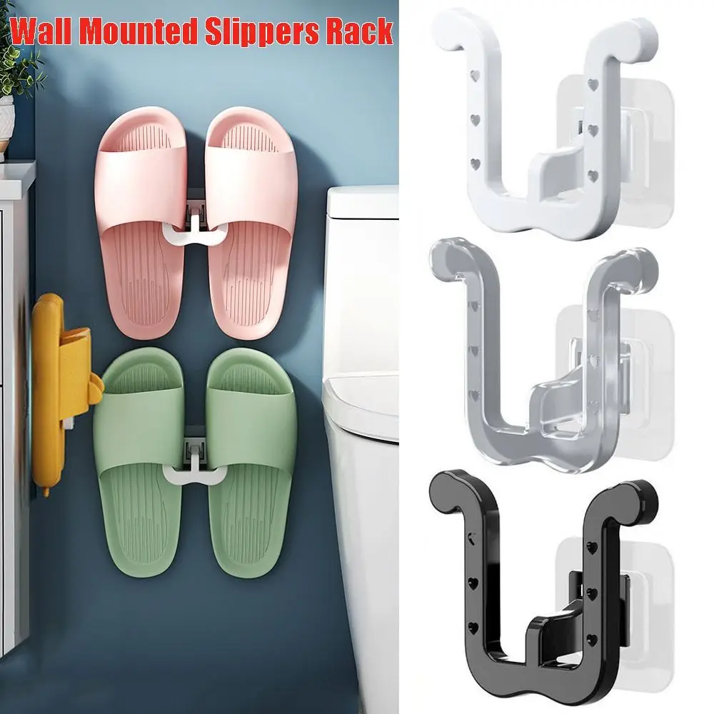 U-Shaped Slipper Rack Wall Mounted Punch Free Toilet Drain Rack Bathroom Wall Self-Adhesive Hook Storage Sandal