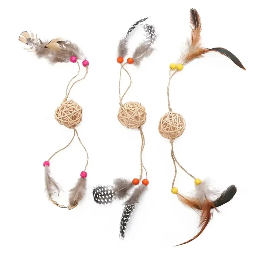 Rattan Ball Toy with Feathers, Which Can Keep Cats Entertained and Relieve Their Boredom.cat Toys Toys for Cats