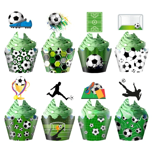 24 Topper Per Cupcake A Tema Calcio - Decorazioni Per Torte E Feste Sportive
