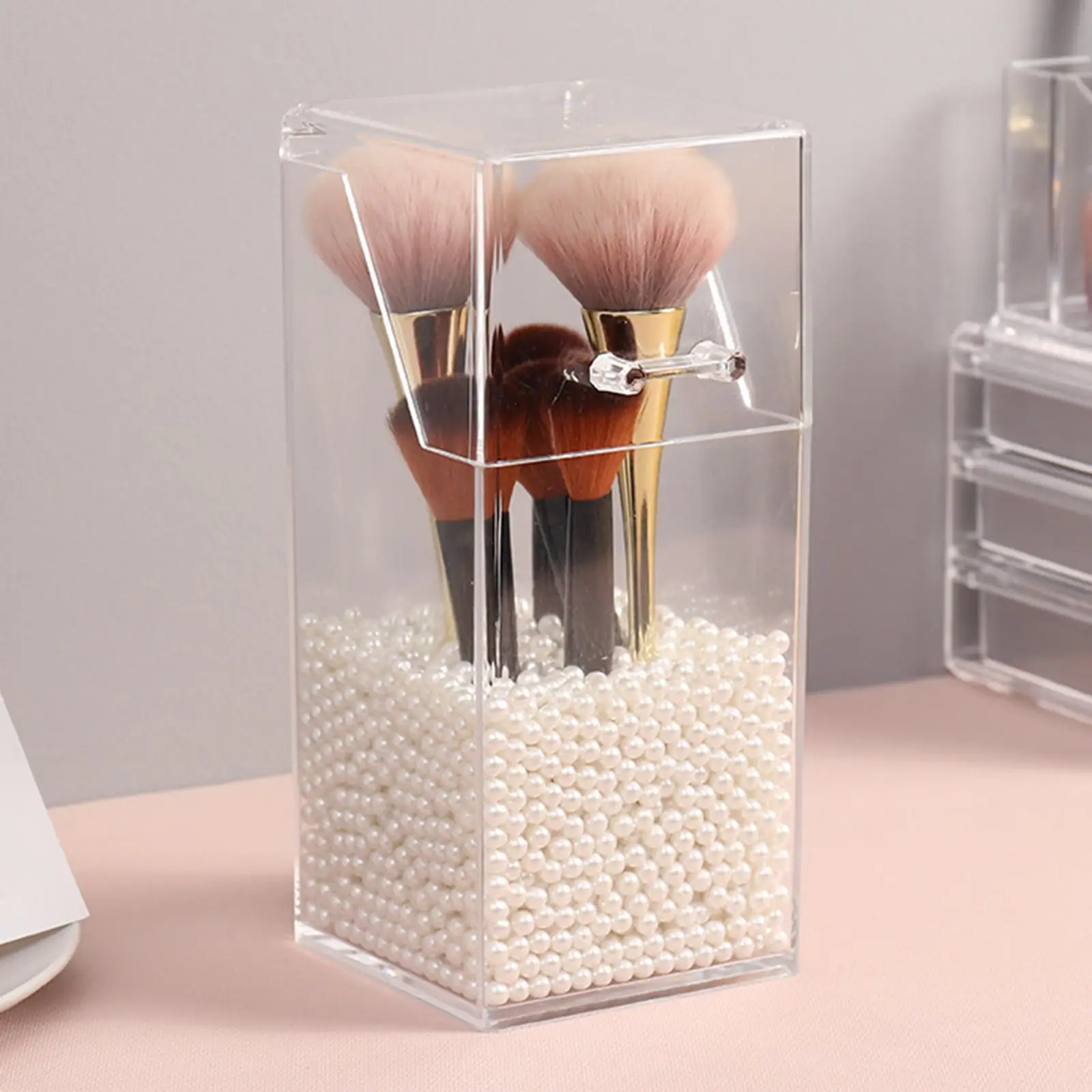 FOOCORDDY Covered Makeup Brush Holder with Dustproof Lid, Large