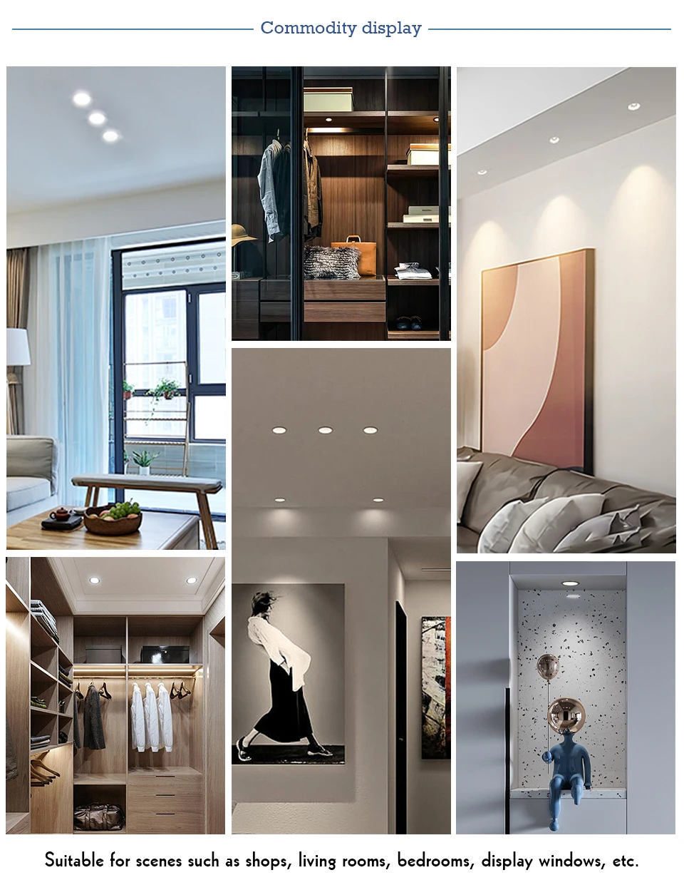 Description Picture 6 of itemLed Downlight 5W 9W 12W 15W 18W Panel Light 110V 220V Recessed Down Light Round Ceiling Light 12V 24V Spotlight Indoor Lighting