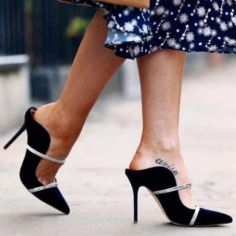 Women High Heels Shoes Double Straps Slingback Pumps