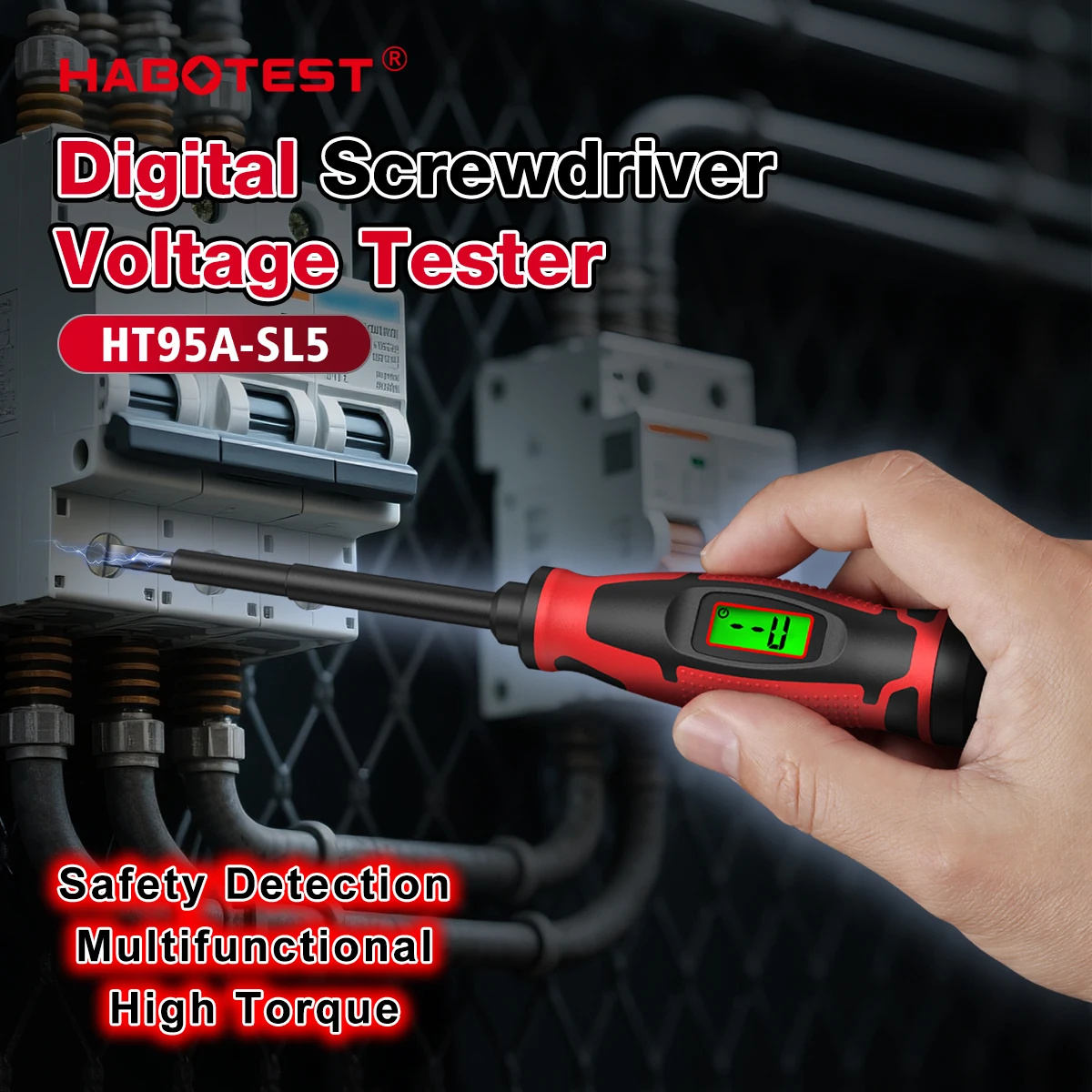 HABOTEST Digital Screwdriver Voltage Tester HT95A SL5, 60 1000V AC NCV detection LCD display electric pen test pencil
