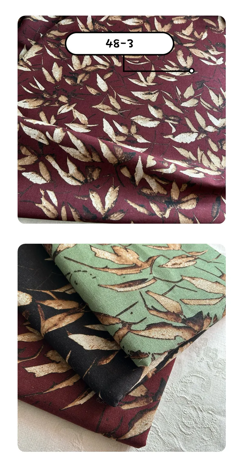 Description Picture 3 of itemBlue Black Cotton Linen Printed Fabric Floral Pattern Per Meter for Dress Clothing Decoration Diy Sewing Cloth Patchwork Fabrics