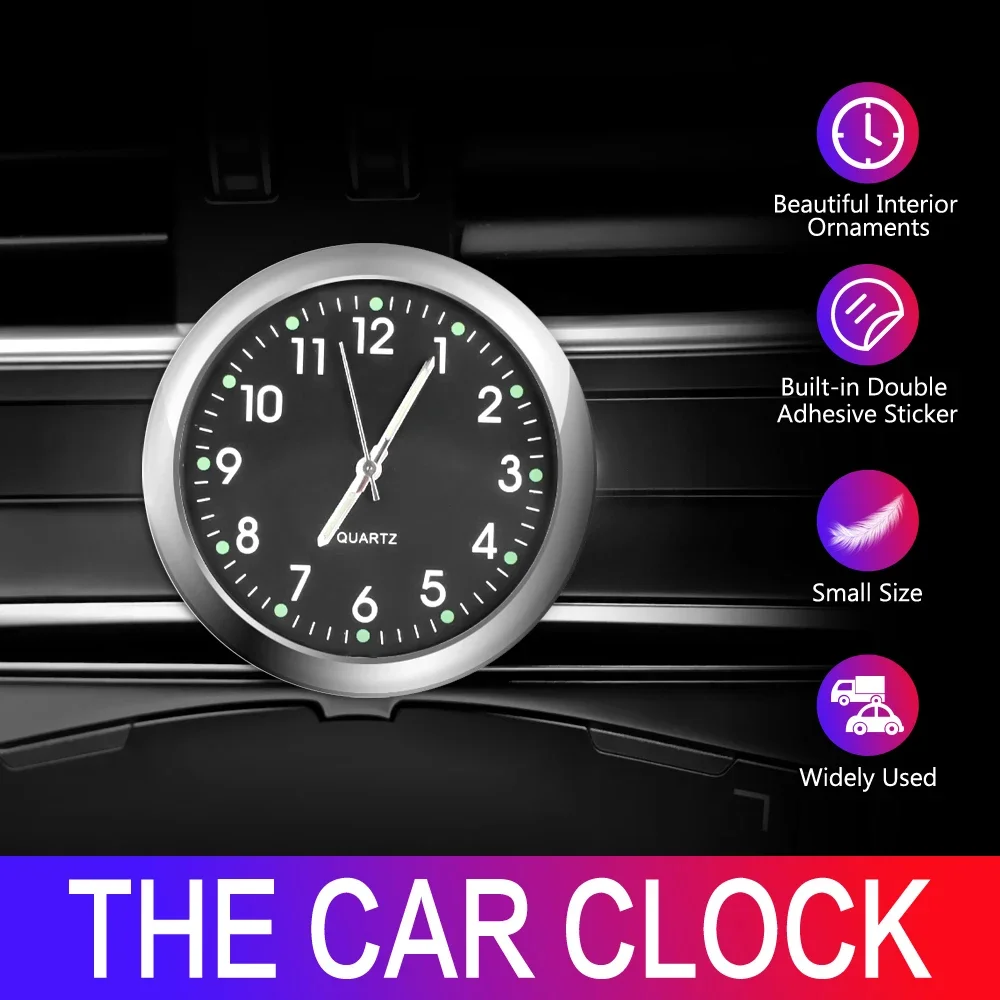 Car Clock Luminous Mini Automobiles Internal Stick-On Digital Watch  Mechanics Quartz Clocks Auto Ornament Car Accessories Gifts - AliExpress