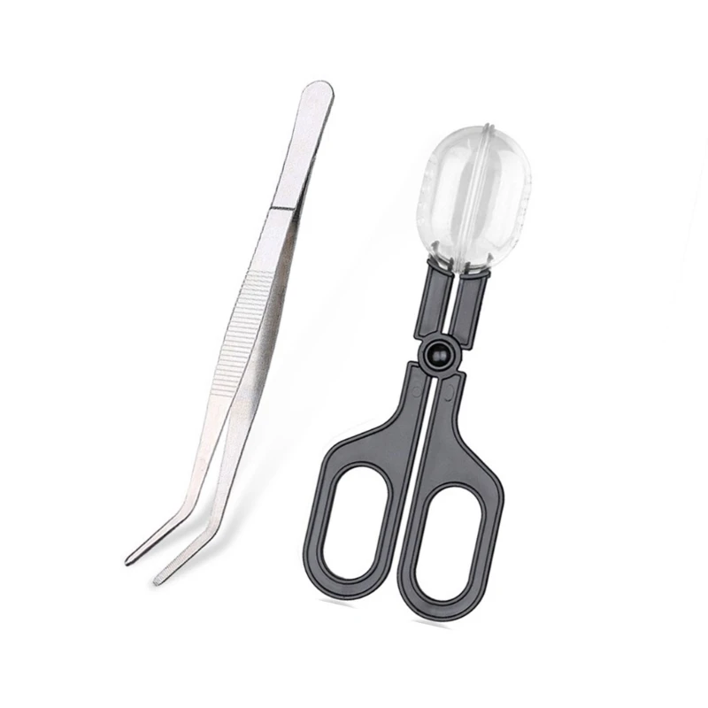 E15D Reptiles Feeders Clamp Reptiles Feeding Tongs Clear Catcher With Catching Tool