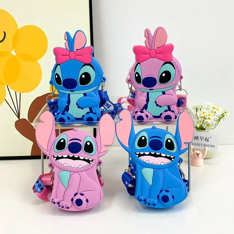 

Lilo&Stitch New Children's Messenger Bag Cute Stitch Cartoon Silicone Mini Storage Bags for Girls Boys Outdoor Coin Purse Gifts