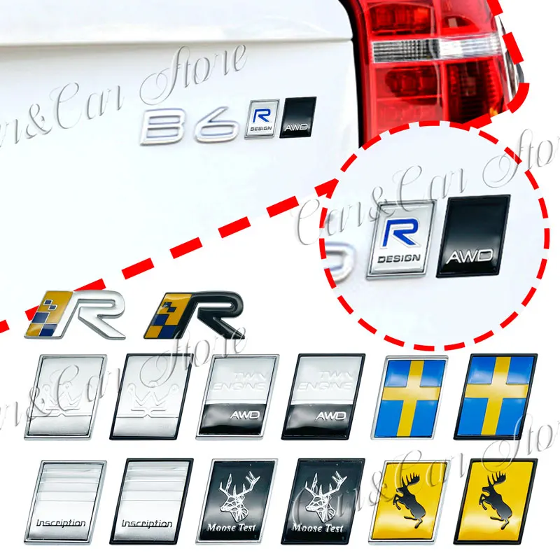 Auto3DMetalMooseTestDeerLogoSwedishFlagRDesignBadgeStickerForVolvoXC40XC60V40C30RearTrunkFenderSideDecor-AliExpress