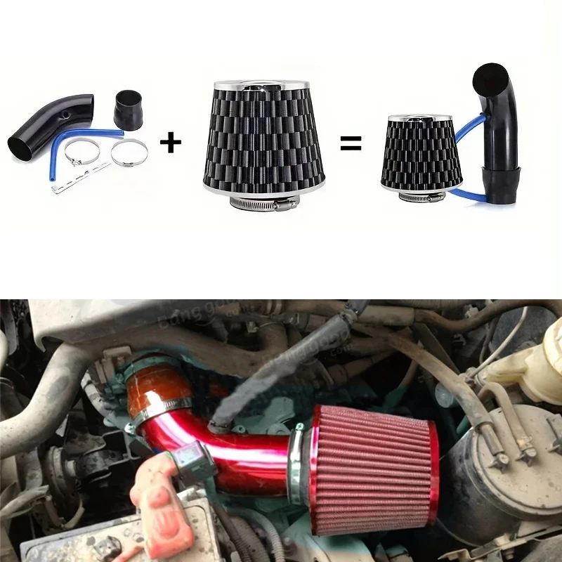 Air Filters 76mm Car Refitted Winter Mushroom Head Air Filter Intake Pipe Filter High Flow Aluminum Pipe Kit