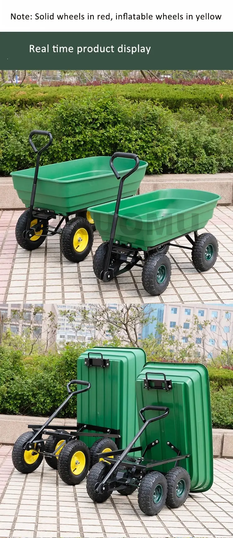 75kg Capacity Garden Cart Heavy Duty Utility Lawn Yard Dump Cart Wagon Carrier w