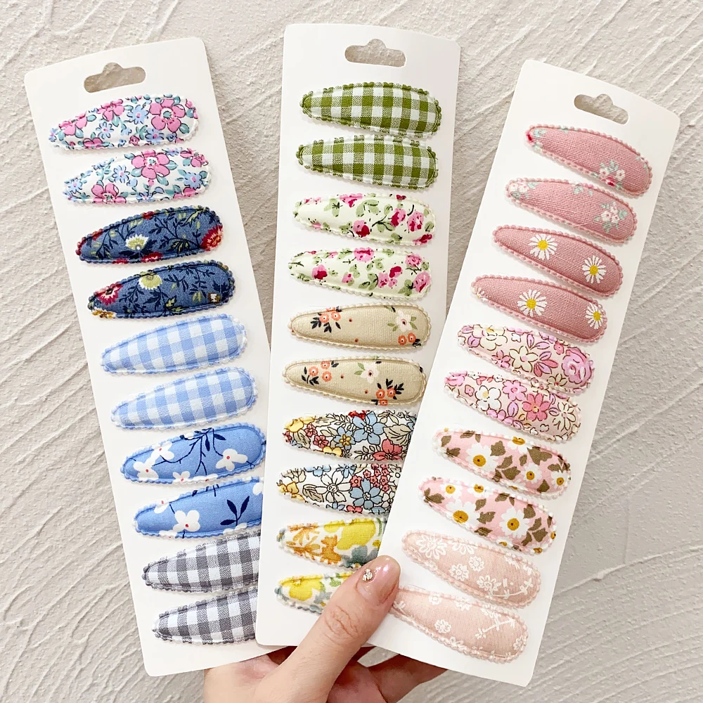 

2Pcs/set Printed BB Hairpin Baby Hair Accessories Handmade Canvas Flower Hairclip Girls Newborn Sweet Barrettes Headwear Gift