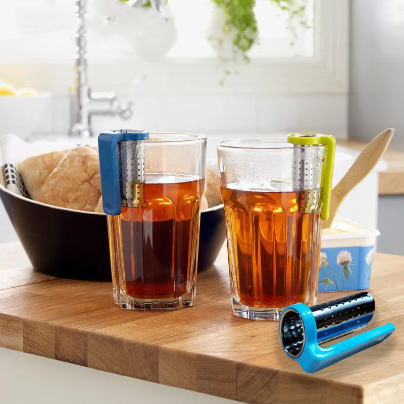 Stainless Steel Hanging Cup Tea Infuser Teapot Coffeeware Teaware Kitchen Silicone Handle Cha Herb Spice Coffee Strainer Sieve