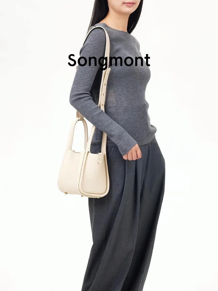 Songmont 여성용 버킷백, 중형 럭셔리  가죽, 싱글 숄더 크로스바디 백, 통근 핸드백, 대용량 패션