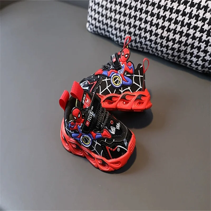 Boys Glowing Light Up Kids Sneakers Spider-Man Single Sneakers LED Luminous Children's Shoes