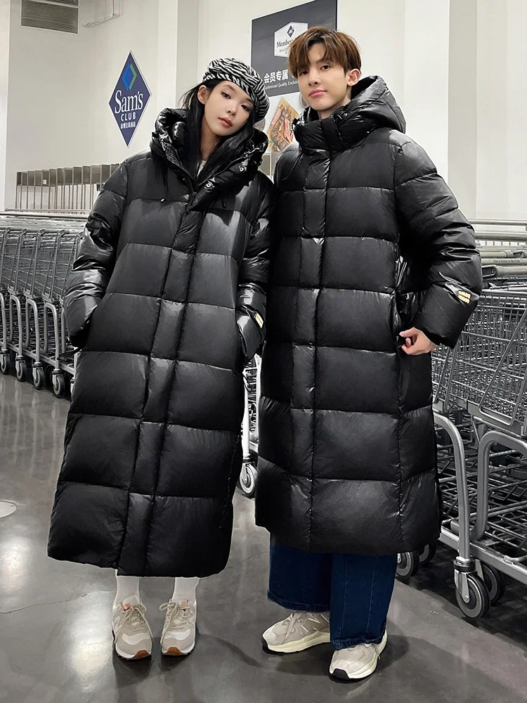 90% White Goose Down Jacket Fashion Outdoor Black Gold Design Brand Coat Couple Long Hooded Fashion Brand Parka Coat New