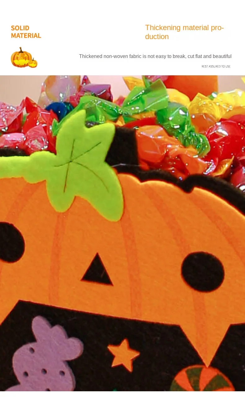 6 Stück Halloween Candy Bags Party liefert Vlies Kürbis Einkaufstaschen Halloween Requisiten Süßes oder Saures Taschen Tote Filz Candy Bags – Detail 9
