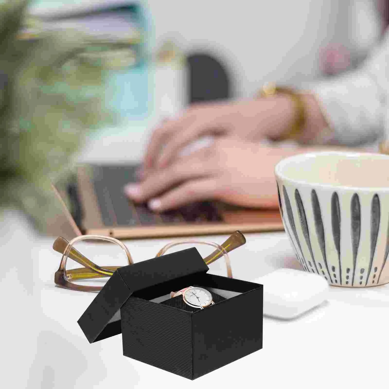 

5PCS The Gift, Jewelry Case with Sponge Pillow Bracelet Storage Box Wristwatch Organizer Paper Gift Case for Men,