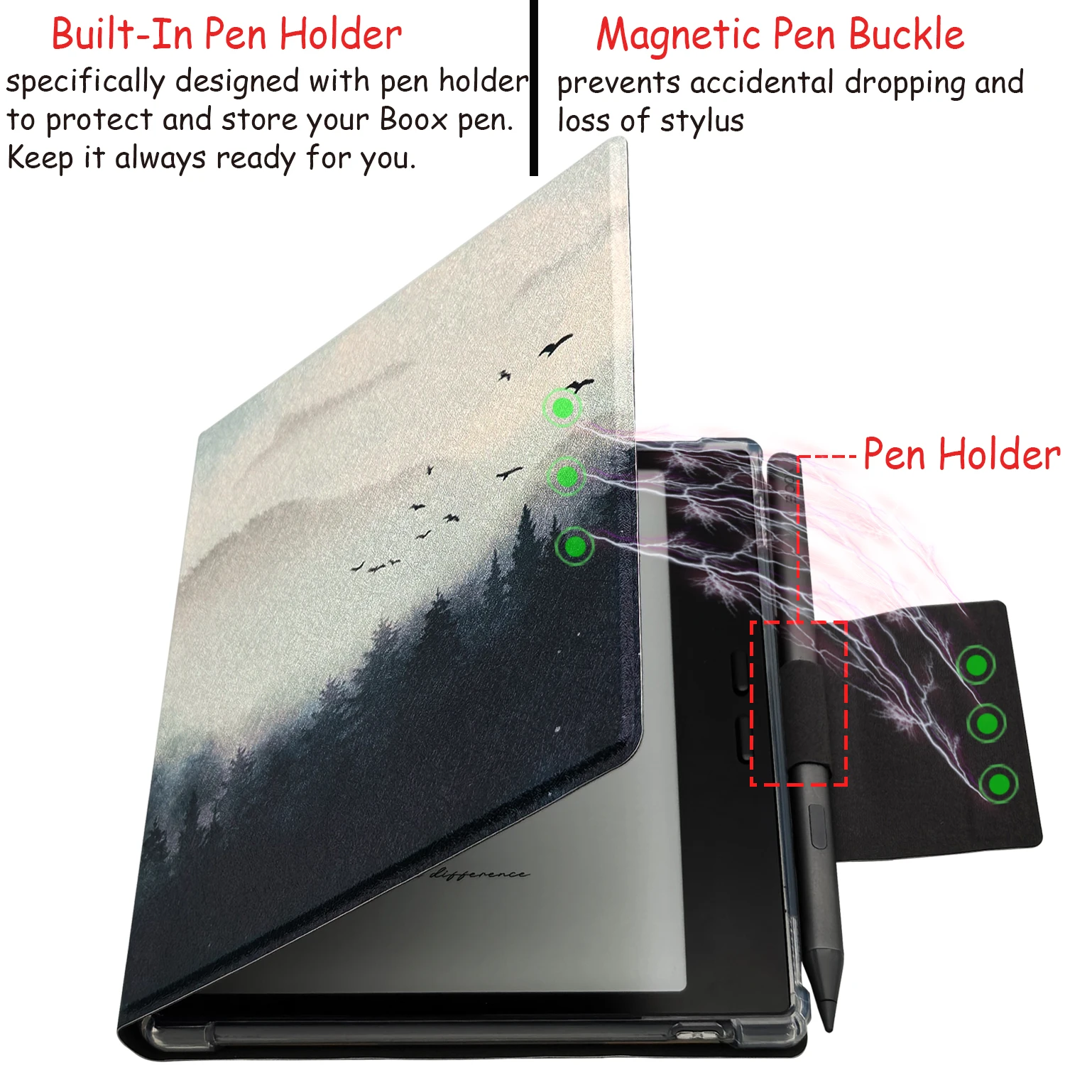 Magnetic Detachable Flip Cover with Built-in Pen Holder and Auto Sleep/Wake Function