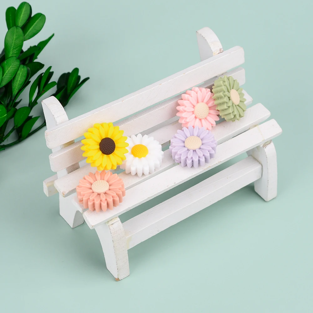 LOFCA 10 Stück 30 mm Gänseblümchen-Sonnenblumen-Silikonperlen, Chrysanthemen-Zubehör, Kette, DIY-Schlüsselanhänger, Halskette, Schmuckzubehör – Detail 14