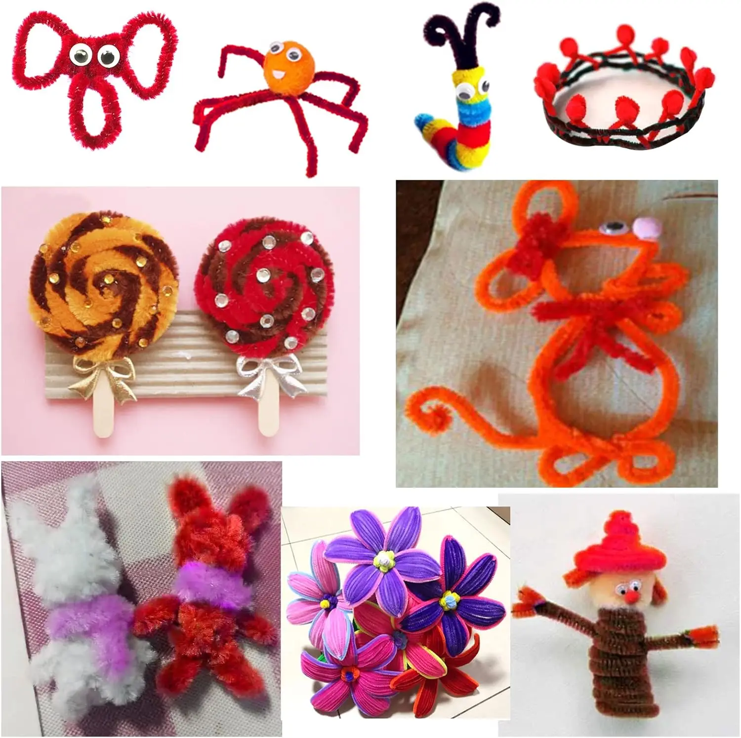 Creative Crafting Pipe Cleaners Supplies for DIY Crafts Chenille Stems Pipe Cleaners for Flowers 100/200/300 Pcs