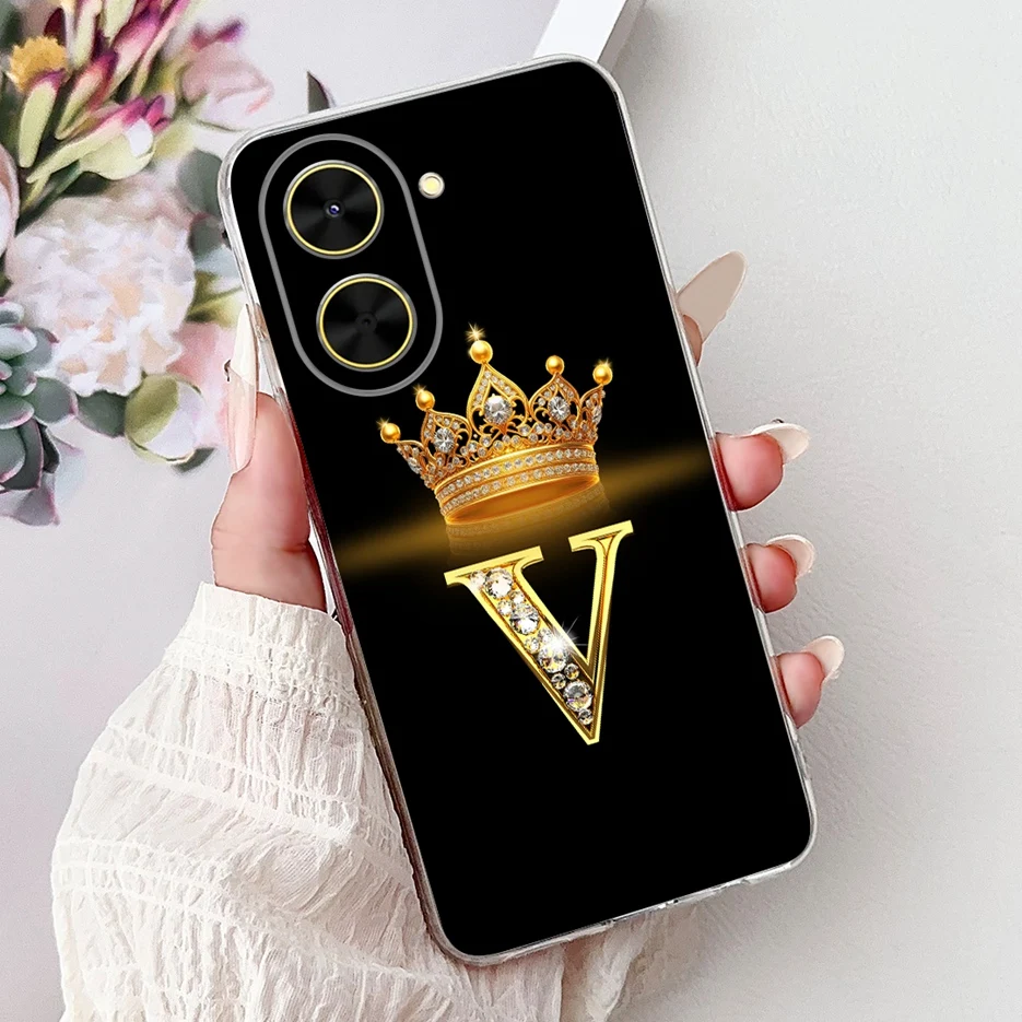 Crown Letters Soft Silicone Phone Case - Stylish Cover Shell