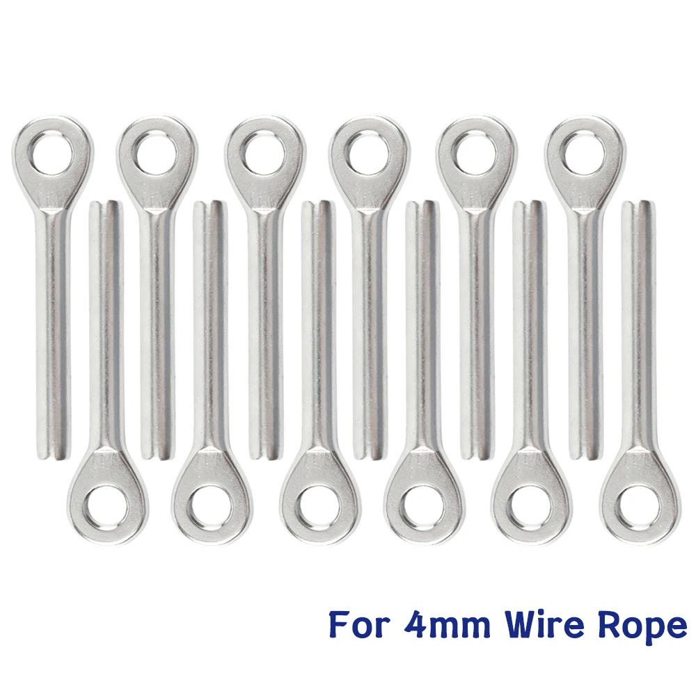 Swage Eye Terminal T316 Fio de Encaixe de Corda para 32 Railrailcabo Trilhos Assemblie Tensor Marinho Ferragem Aço Inoxidável 12 Peças mm