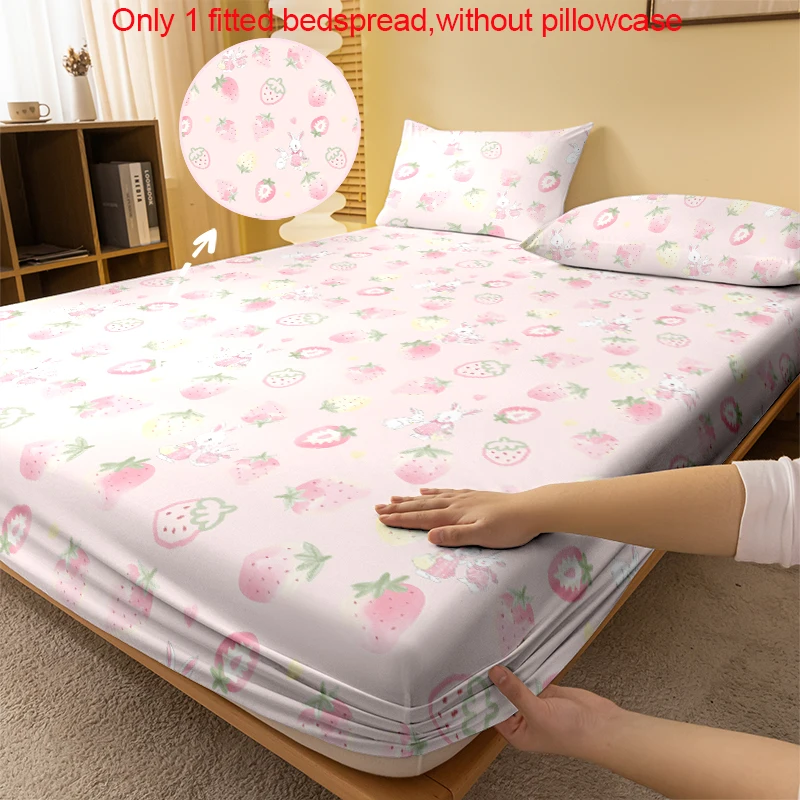 1 lençol fosco com estampa de coelho animal fofo de desenho animado, capa de cama impressa para quarto, roupa de cama (excluindo fronhas)